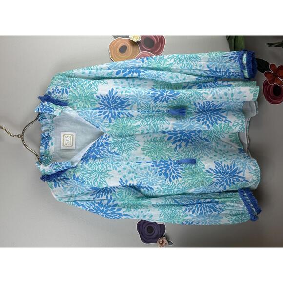 Sail to Sable Blue Costal Ruffle Neck Top with Tassels - Size - M/L - Picture 5 of 5